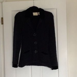 Black boiled wool blend jacket